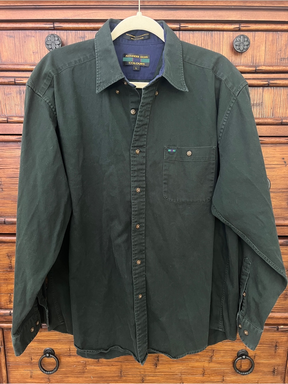 Alexander Julian Dark Green Long-Sleeve Button-Down Shirt